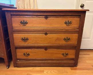 Wooden ThreeDrawer Dresser