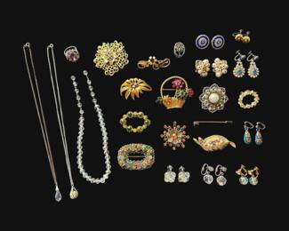 Sparkly Costume Jewelry Brooches, Earrings, More