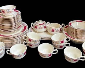 Homer Laughlin Majestic Burgundy Floral China Set 57 Pieces