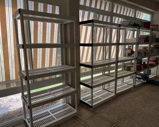 $40 EACH PLASTIC SHELVING ( SIX AVAILABLE )