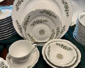 $275~ OBO~ GORGEOUS COMPLETE SETTING FOR TWELVE JNKA PELTMANN WEIDEN BAVARIA WESTERN GERMANY CHINA~ 12 DINNER PLATES 12 CUP AND SAUCERS 12 BERRY BOWLS, 12 CEREAL BOWLS, 12 SALAD PLATES, 12 DESERT PLATES 2 OVAL PLATTERS 3 SERVING BOWLS , CREAM AND SUGAR AND THREE CUPS
