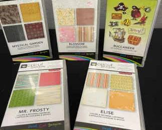 CRICUT Cartridges Mystical Garden, Blossom, Buccaneer, Elise, Mr. Frosty