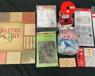 Christmas Paper, Stamps, Ribbons, Die Sets