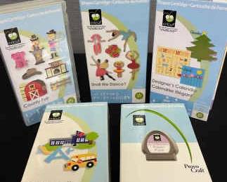 CRICUT Cartridges Shall We Dance, Designers Calendar, Locket Talk, County Fair, Paper Pups