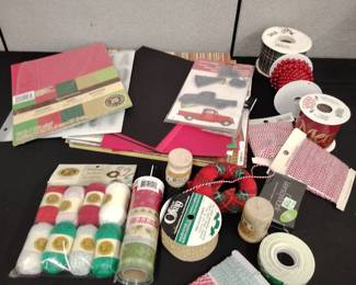 Holiday Crafting Lot Paper, Ribbon, Twine Embellishments
