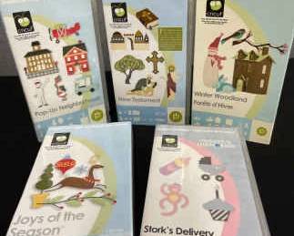 CRICUT Cartridges Poo Up Neighborhood, New Testament, Winter Wonderland, Hits If The Season, Stork