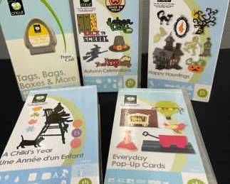 CRICUT Cartridges Autumn Celebrations, Happy Haunting, Everyday Pop Up, Childs Years Tags And Bags