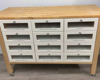 011 Wheeled Wooden Table w Drawers