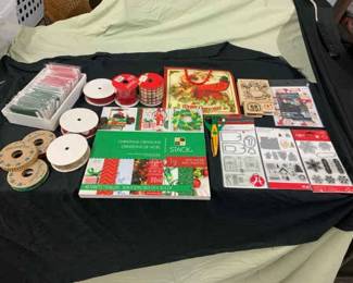 Christmas Cardstock, Beaded String, Stamp And Die Set, Ribbon