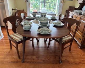 Dining Table, 2 Leaves, 5 Chairs