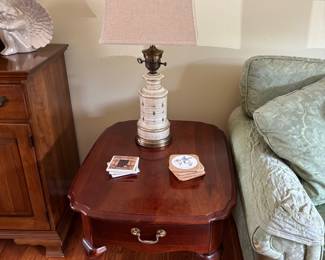 End Table, Vintage Lamp