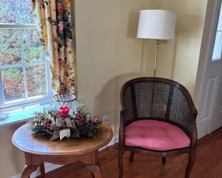End Table, Vintage Cane Chair
