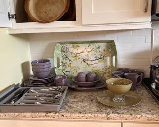 Dishware for 4, Flatware, Tray