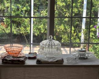 Pink Glass, Covered Cake Plate