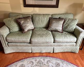 Green 3-Cushion Sofa, Pillows