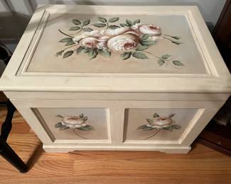 Hand-painted storage trunk.
