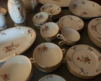 Large set of Ancestral “Evangeline”-pattern fine translucent china.