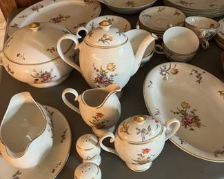 Large set of Ancestral “Evangeline”-pattern fine translucent china.