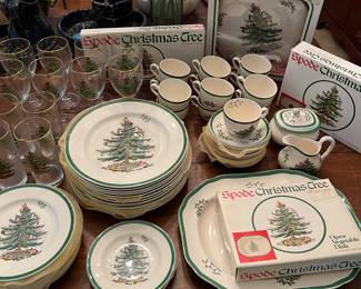 Large collection of Spode “Christmas Tree” porcelain/china.