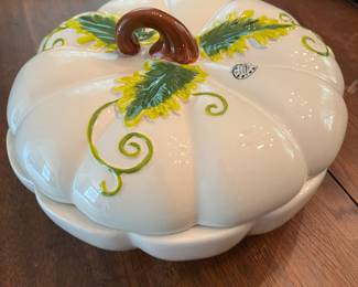 Hand-painted lidded pumpkin bowl by Temp-tations by Tara.