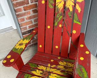Adirondack chair, hand-painted with sunflower theme.