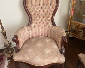 One of a pair of Victorian chairs