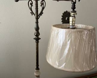 Antique Floor Lamp with Hippocampus Detail and agate