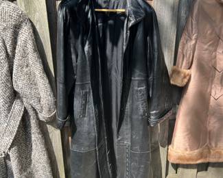 Leather full length coat