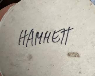 Hammett signature on handmade tube vase