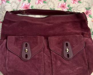 Cole Hahn Leather and Suede Burgundy Colored  Handbag