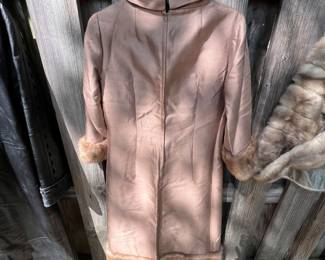 Vintage Steven satin and mink trimmed Dress