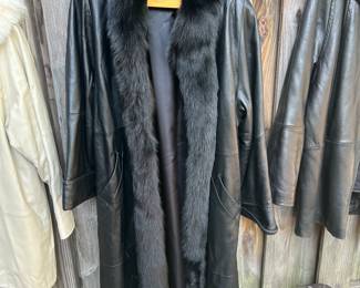 Fulkl Length Leather and fox ladies coat