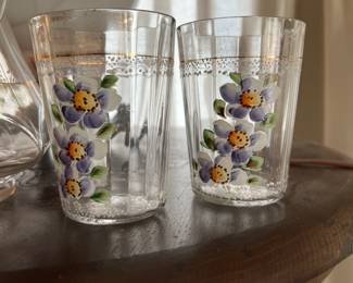 3 Lemonade glasses with matching pitcher