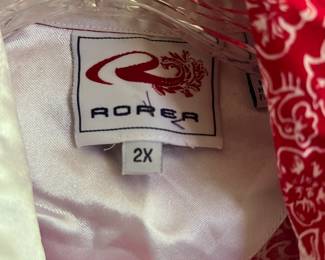 Rorer cotton red and white blouse size 2X