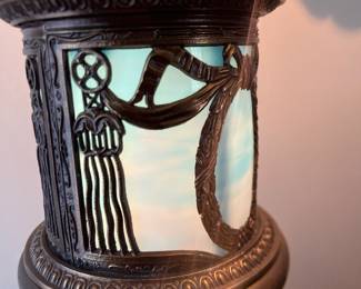 Slag Glass Lamp Mid Century