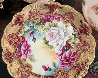 Vibrant Colored Hand painted Nippon Bowl Roses
