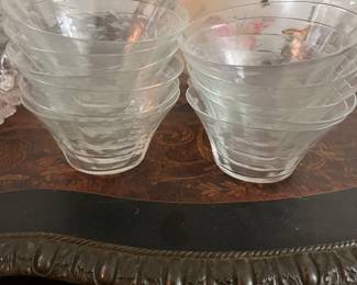 Etched Glass Ice Cream Bowls