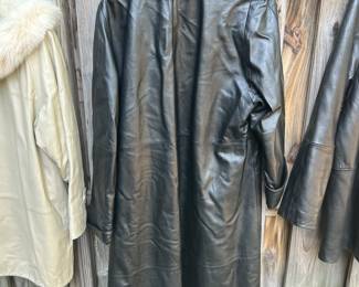 Full Length Ladies Leather and Fox Coat