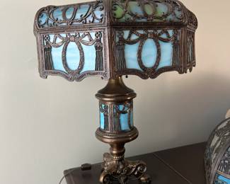Slag Glass Lamp Mid-century