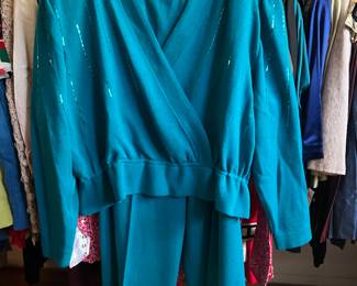 Two Piece St. John turquoise colored outfit size 18