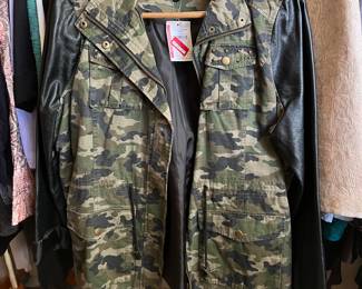 Blanc Noir Leather and cotton Camouflage Jacket