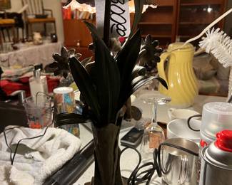 Antique Table Lamp Copper Floral Malerei Lamp