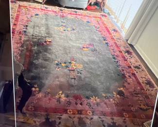 Vintage Chinese carpet Purple and green hues 9' x 12'