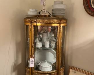 French Style China Cabinet with hand painted panels