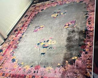 Purple and green Vintage Chinese carpet Purple and green Hues 9' x 12'