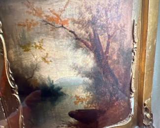 Painted panel from French style china cabinet