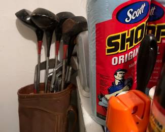 Golf Clubs and cleaning Products