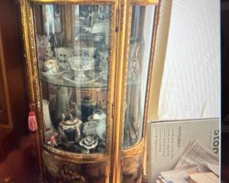 French style china cabinet with painted panels