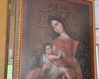 Antique Madonna de La Leche Painting, Peru