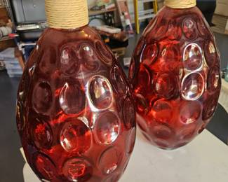 Pair of tall red glass floor vases 
$75 both 